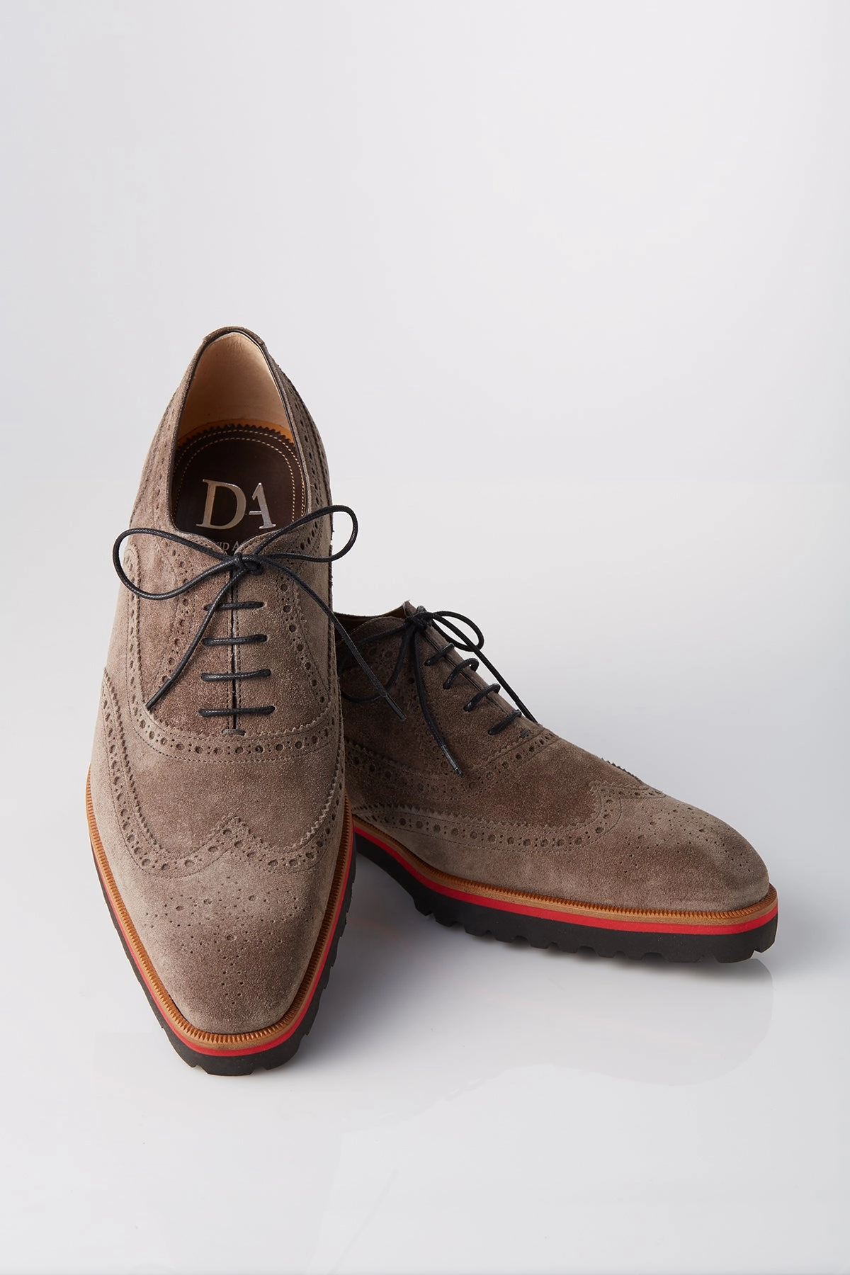 Toe Guard David August Suede Wingtip Brogues in Peltro
