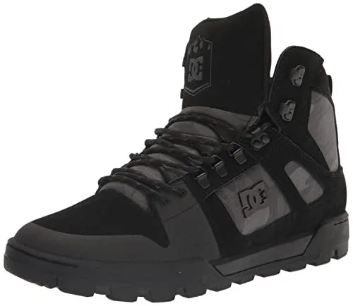 DC Men's Pure High-Top Water Resistant Boot Skate Shoe Snow, Black/Grey, 9