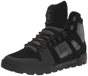 DC Men's Pure High-Top Water Resistant Boot Skate Shoe Snow, Black/Grey, 9