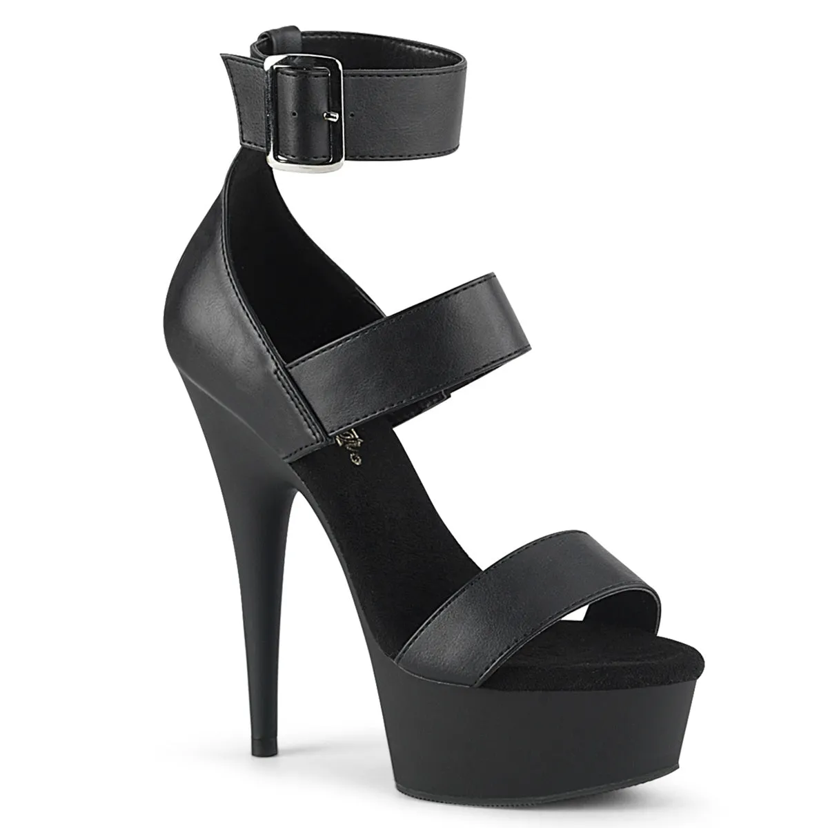 DELIGHT-629 Pleaser Black Faux Leather Sexy Platform Shoes (Pole Dancing Heels)