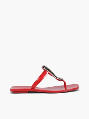 Designer High Sandals Linquesj Red Silver shiny Metal Shine Linquesj Red Silver shiny
