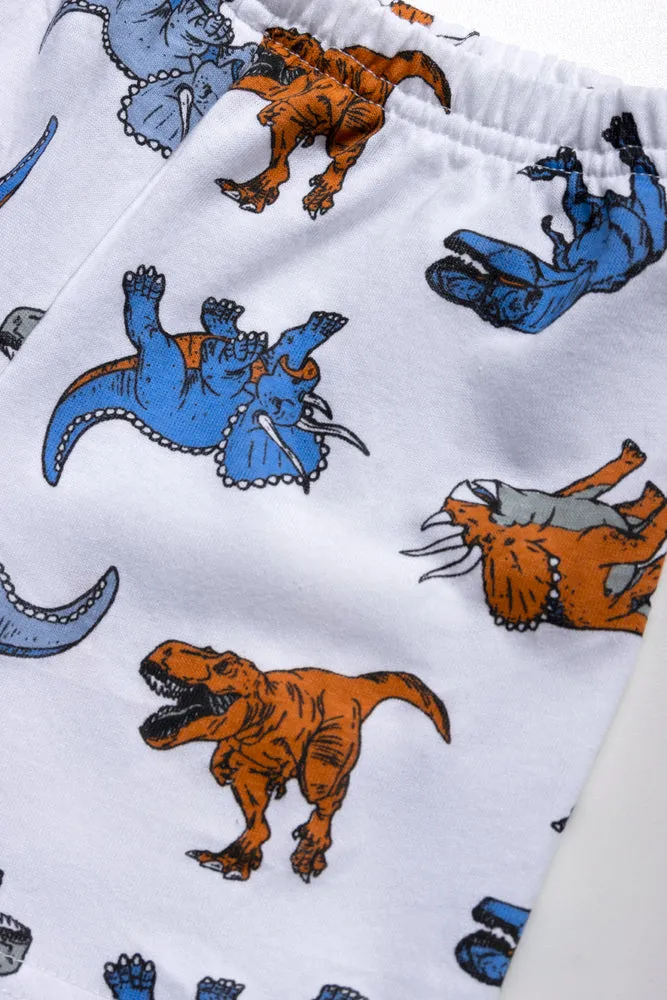 Dino Short Sleeve Pyjamas White