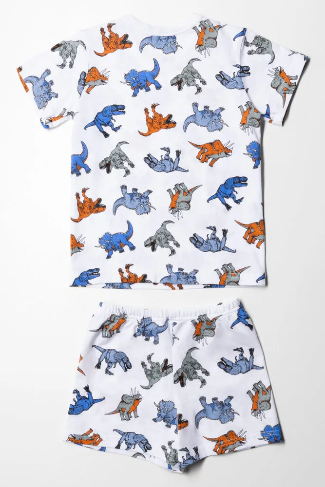 Dino Short Sleeve Pyjamas White