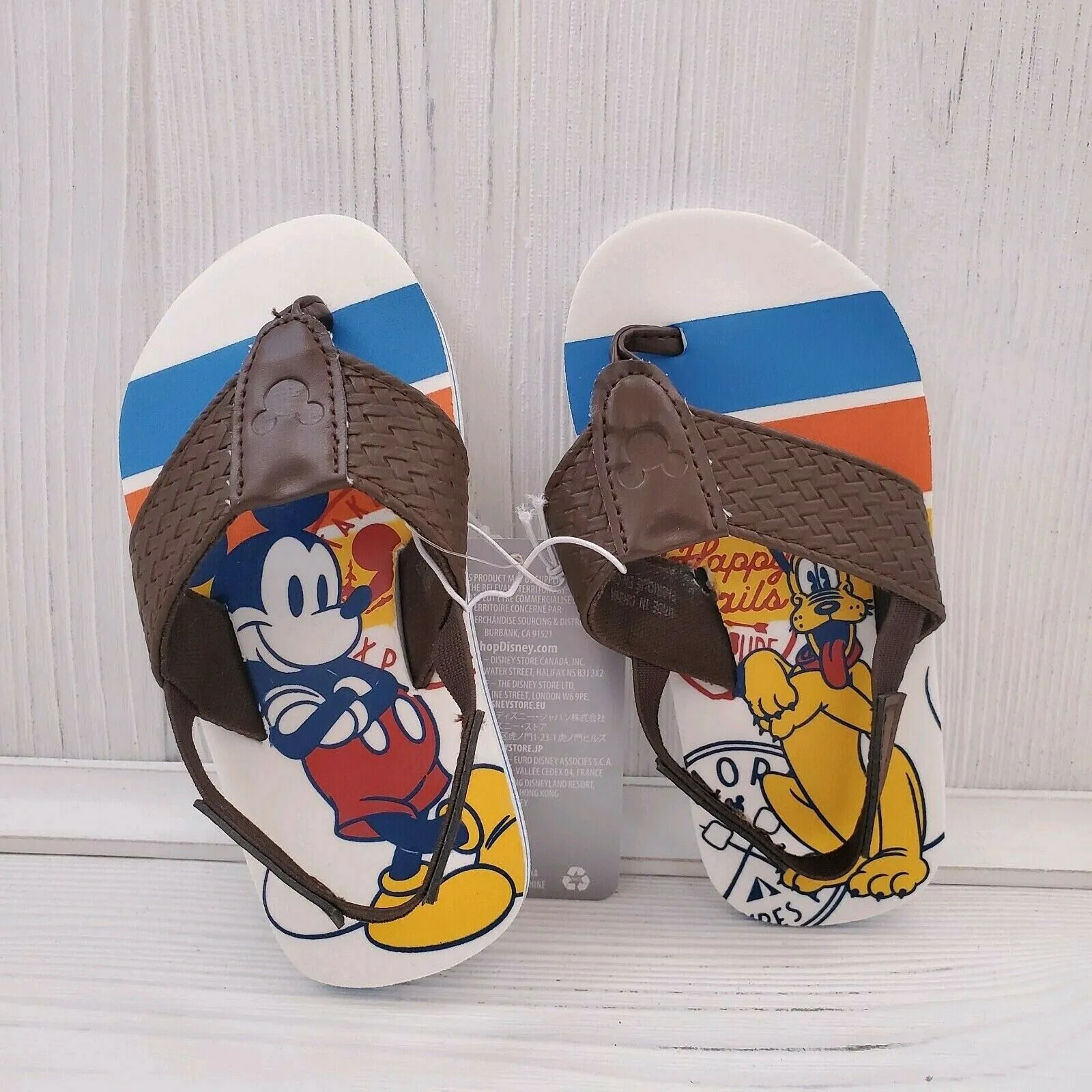 Disney Parks Mickey Mouse Pluto Flip Flop Sandals Kids 7/8