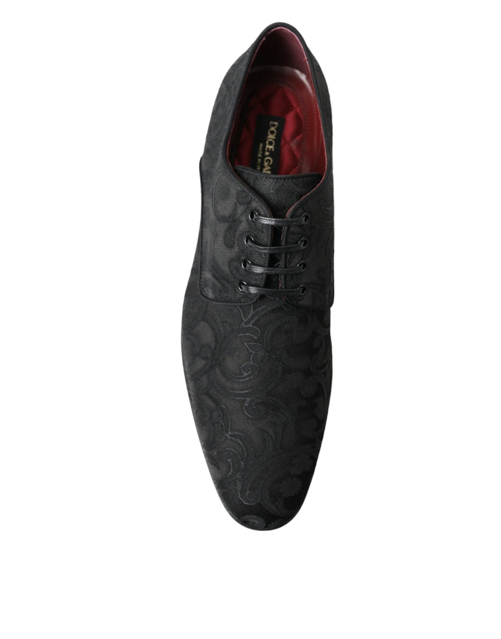 Dolce & Gabbana Black Jacquard Lace Up Derby Dress Shoes