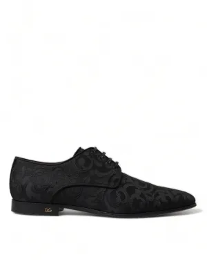 Dolce & Gabbana Black Jacquard Lace Up Derby Dress Shoes