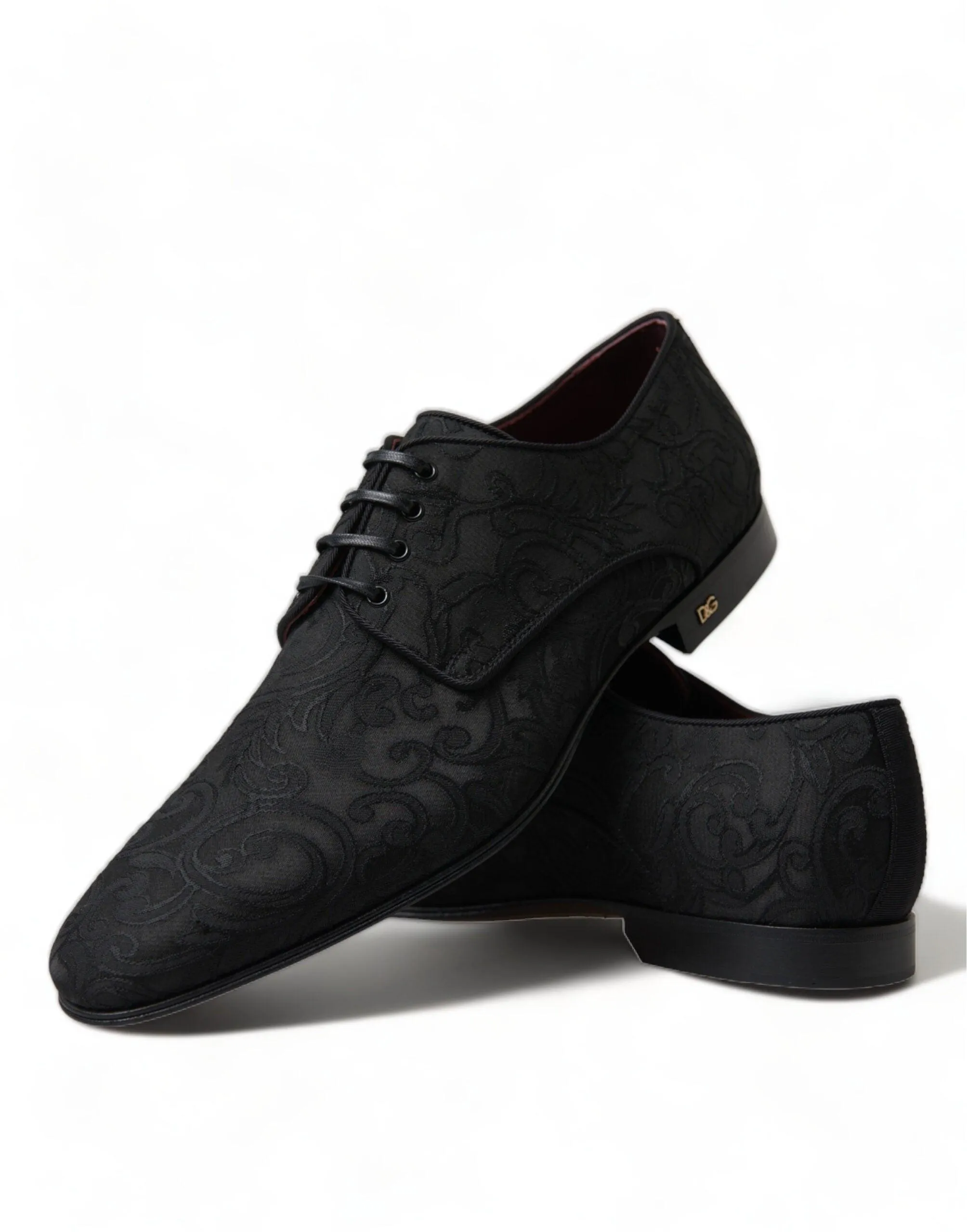 Dolce & Gabbana Black Jacquard Lace Up Derby Dress Shoes