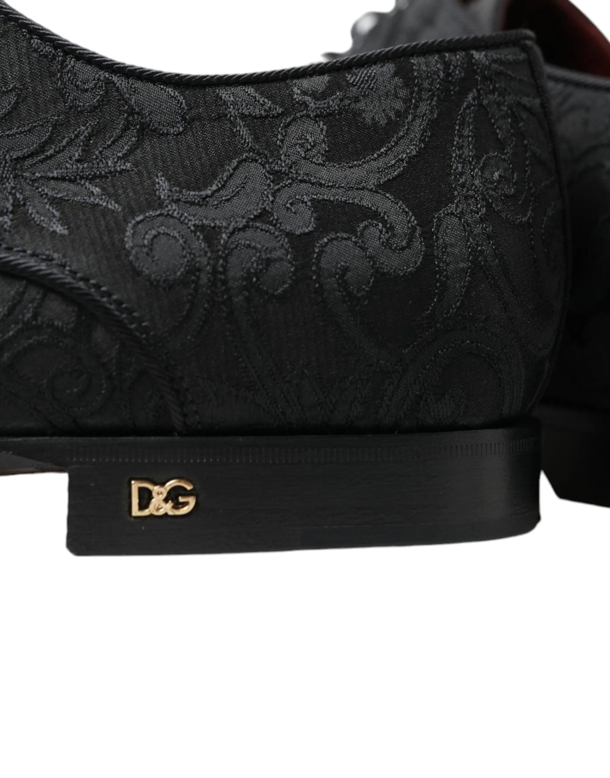 Dolce & Gabbana Black Jacquard Lace Up Derby Dress Shoes