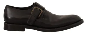 Dolce & Gabbana Black Leather Formal Monk Strap Shoes