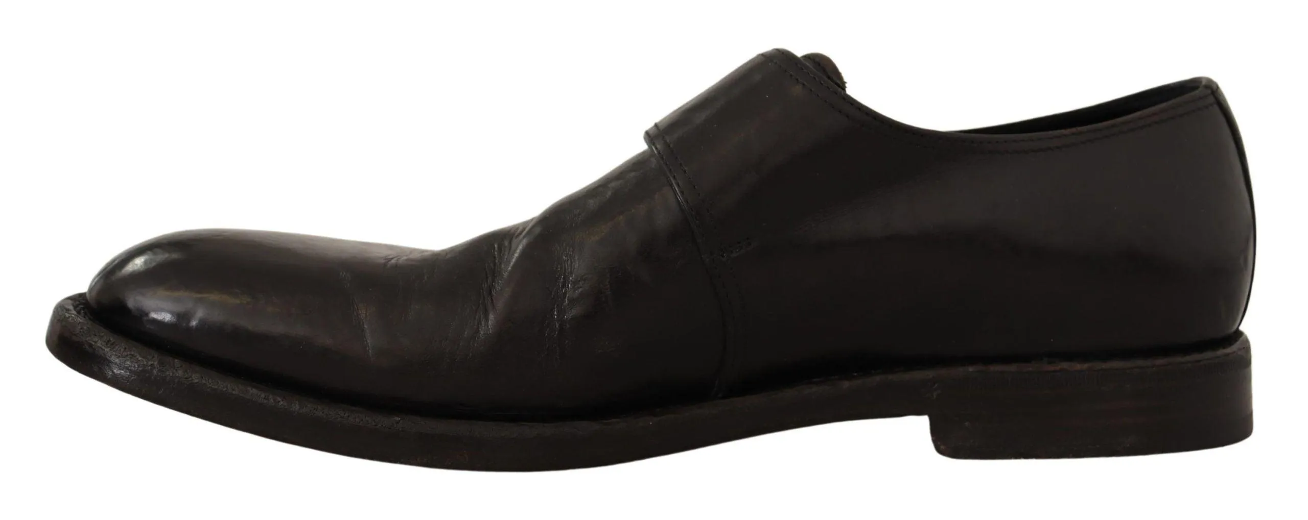 Dolce & Gabbana Black Leather Formal Monk Strap Shoes