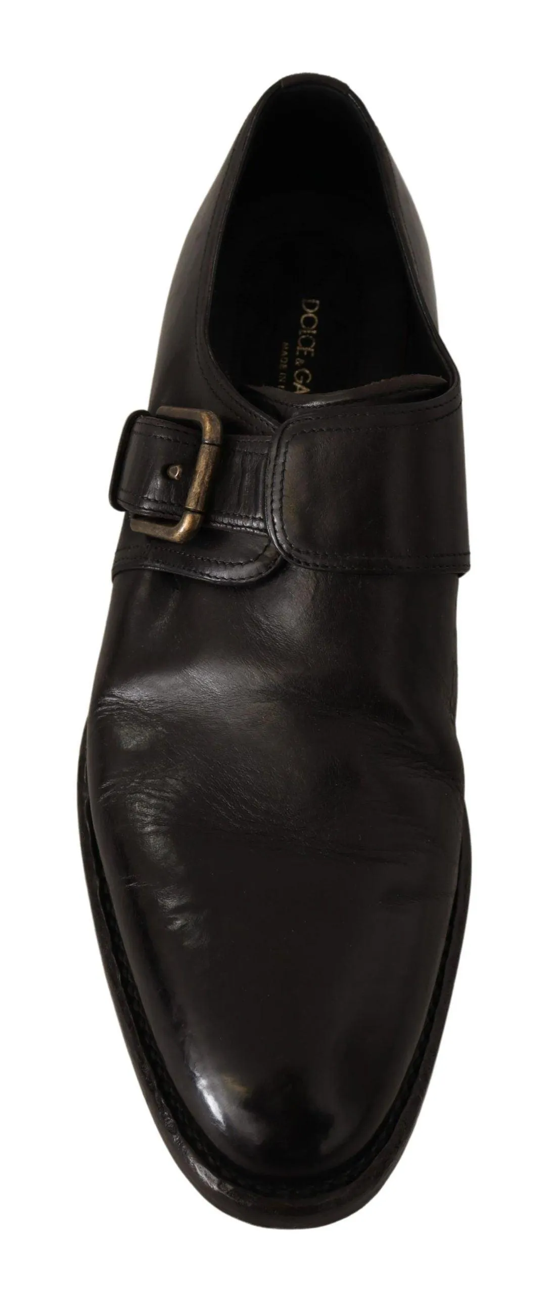 Dolce & Gabbana Black Leather Formal Monk Strap Shoes