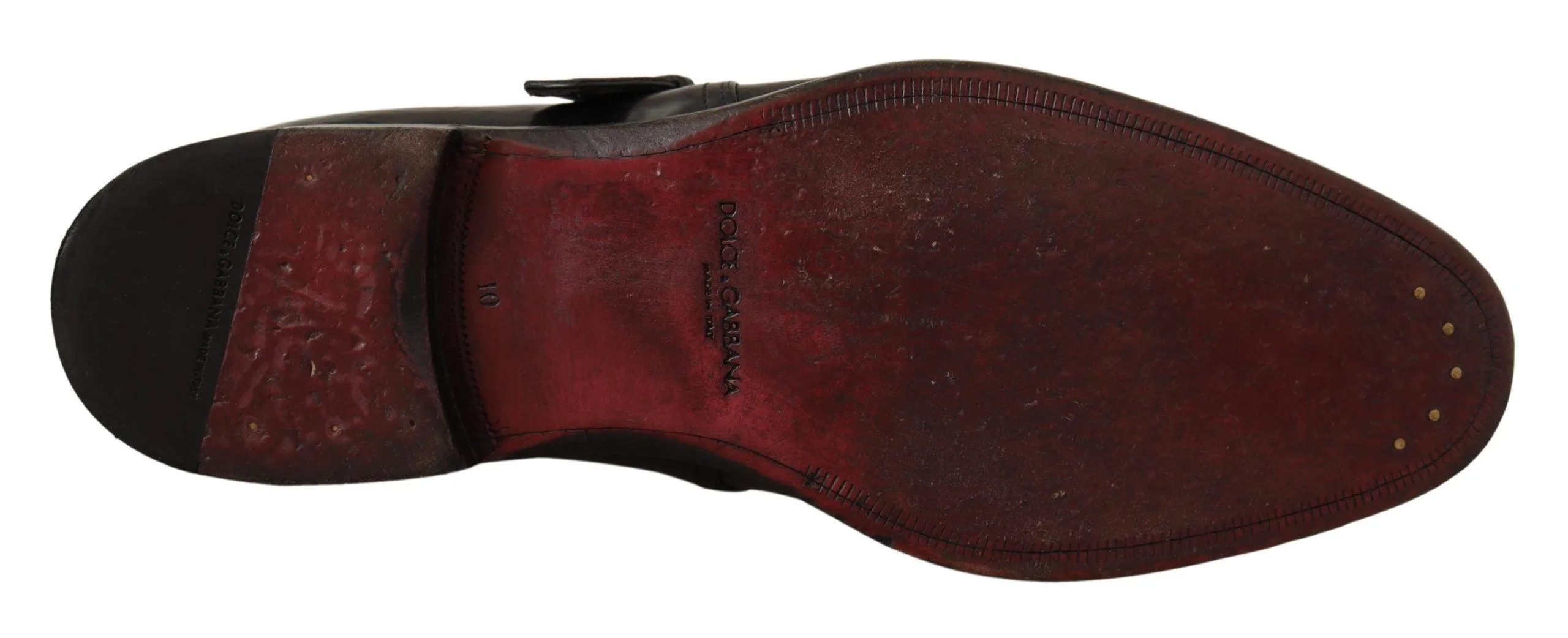 Dolce & Gabbana Black Leather Formal Monk Strap Shoes