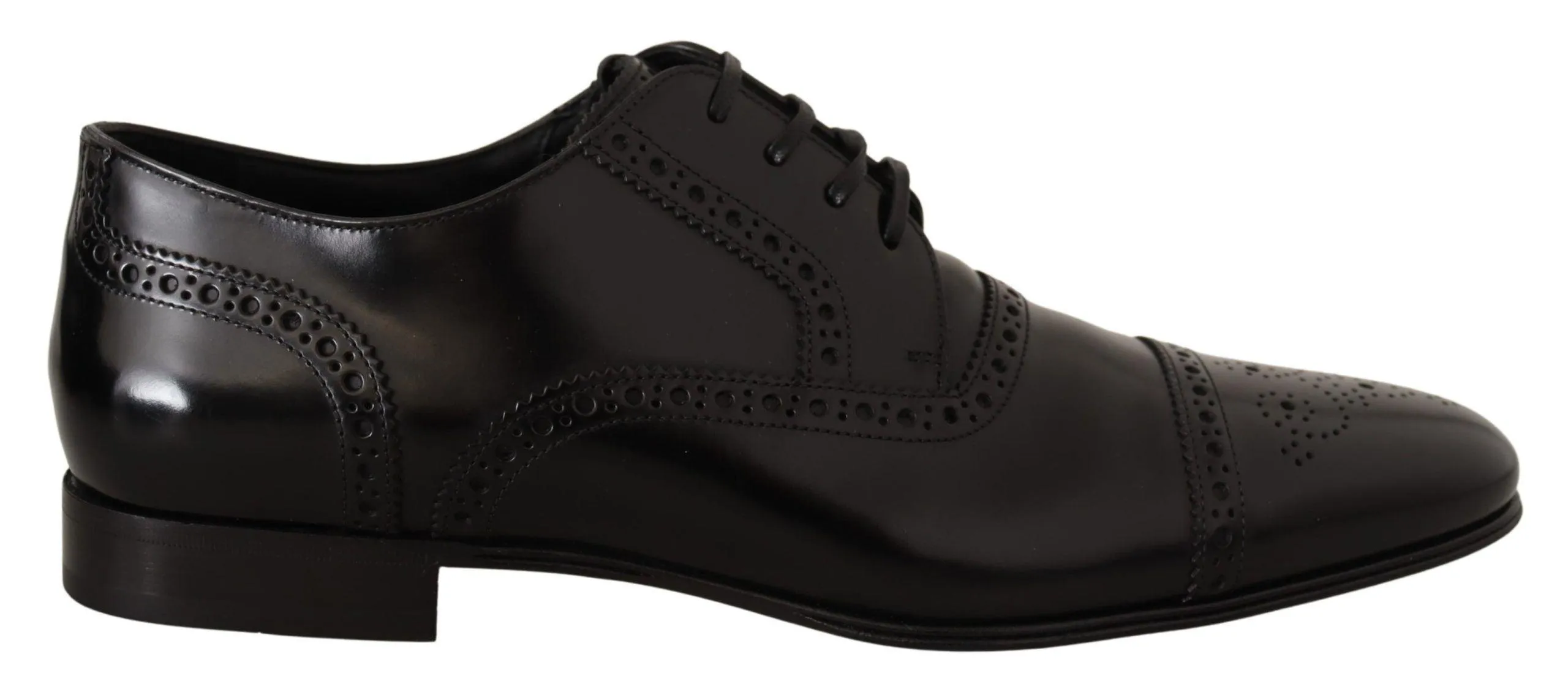 Dolce & Gabbana Black Leather Oxford Wingtip Formal Dress Shoes