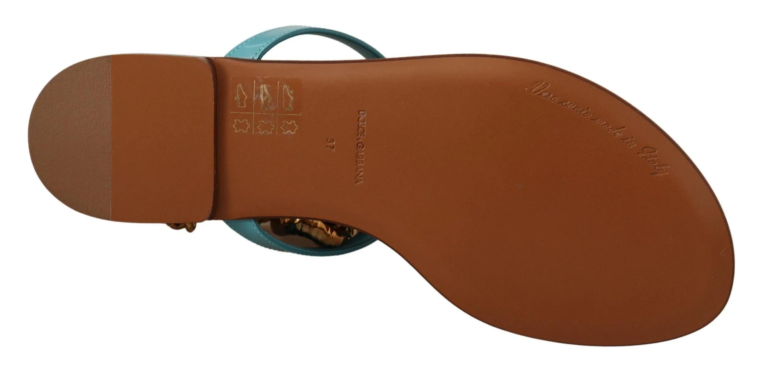 Dolce & Gabbana Devotion Leather Flat Sandals