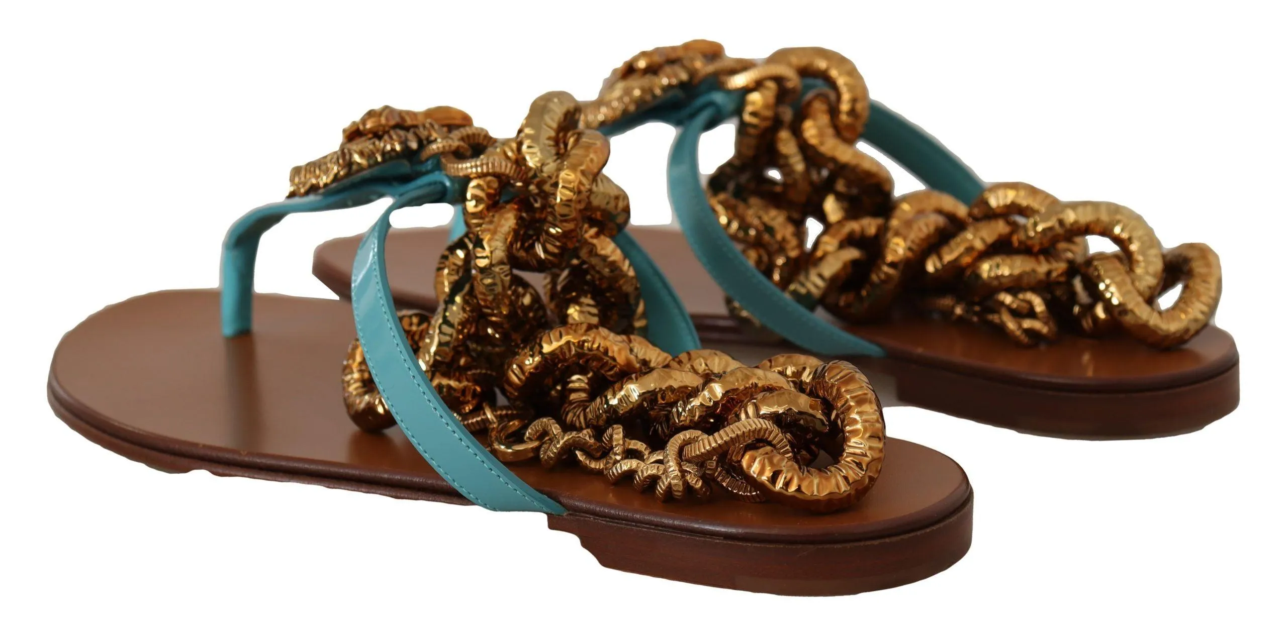 Dolce & Gabbana Devotion Leather Flat Sandals