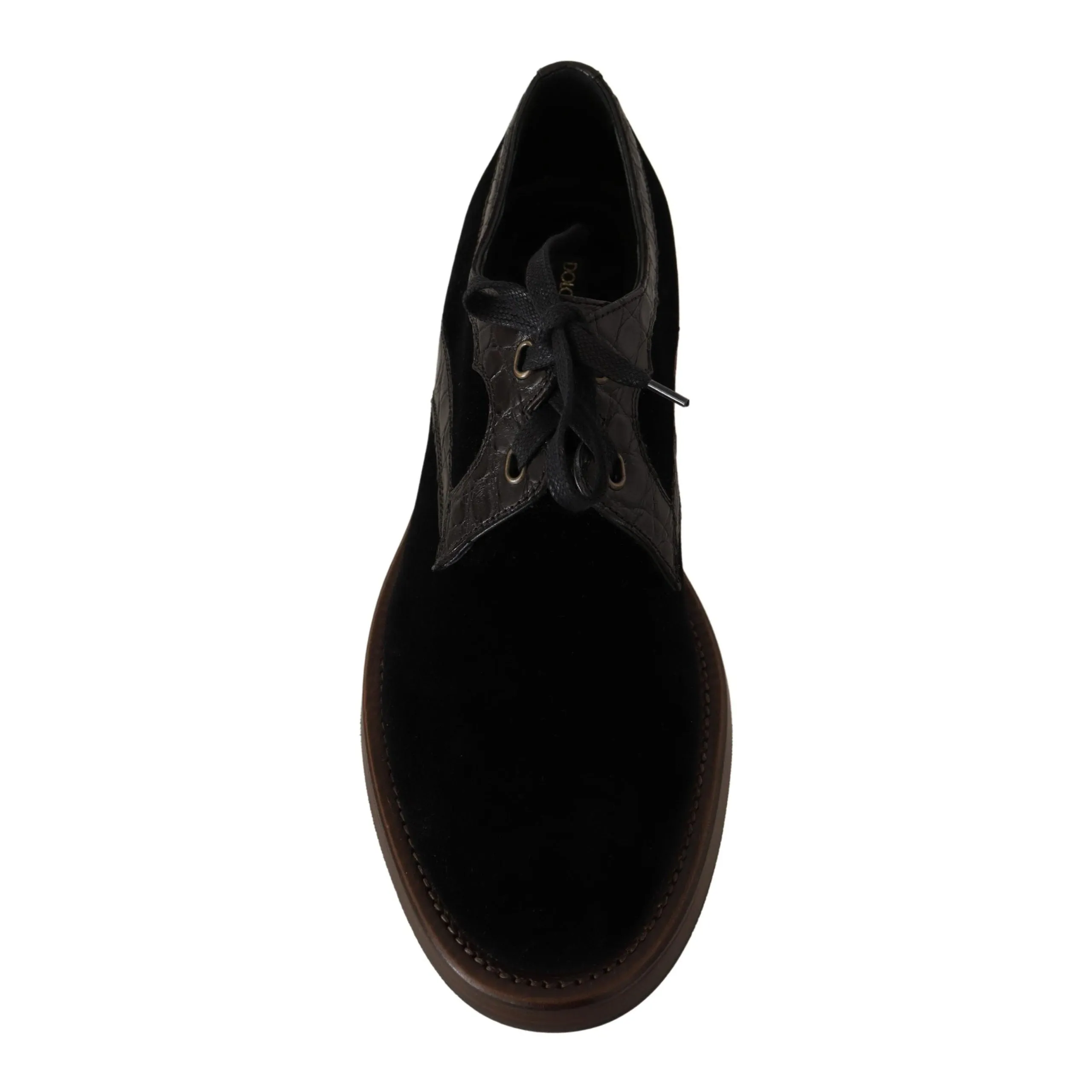 Dolce & Gabbana Elegant Black Velvet & Exotic Leather Dress Shoes
