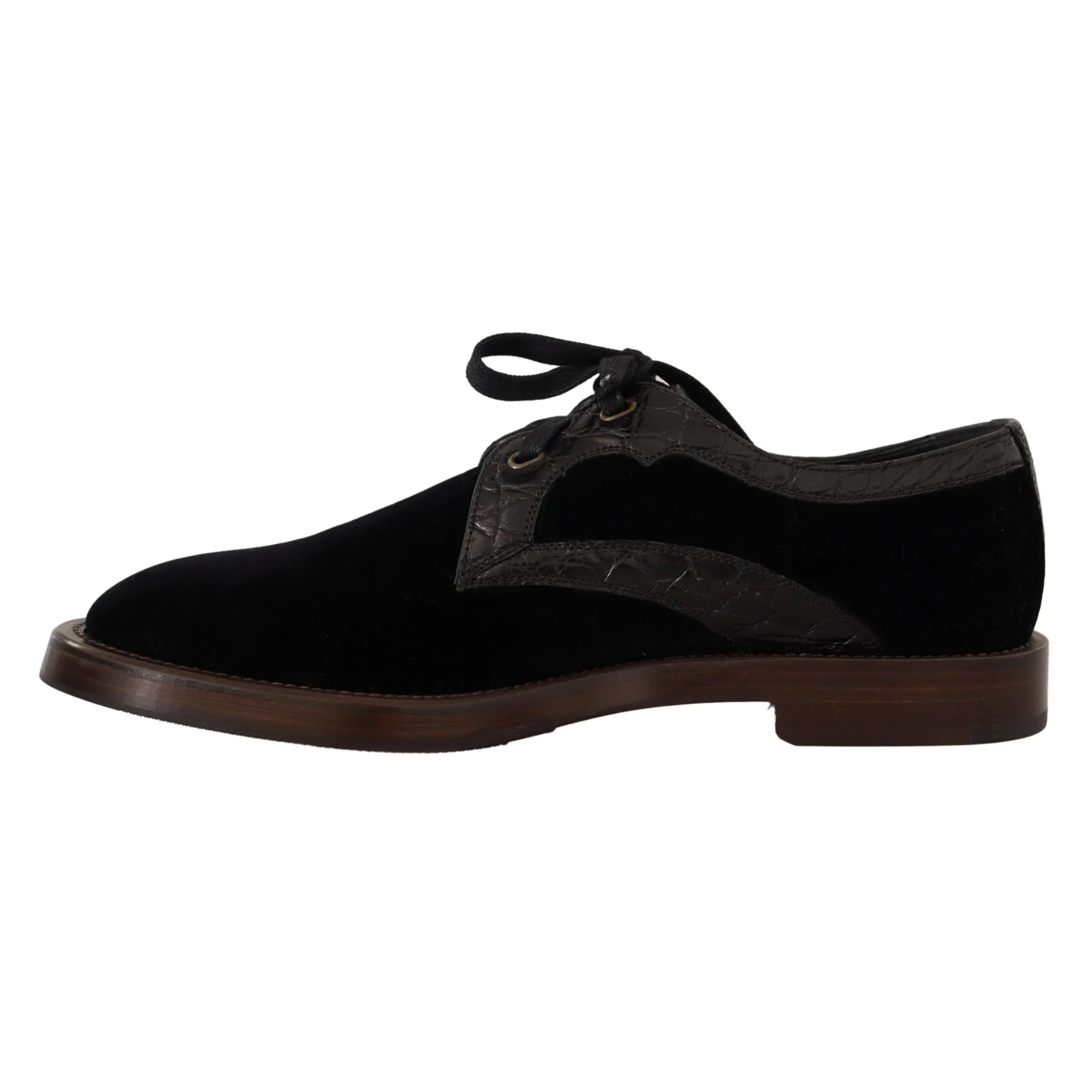 Dolce & Gabbana Elegant Black Velvet & Exotic Leather Dress Shoes