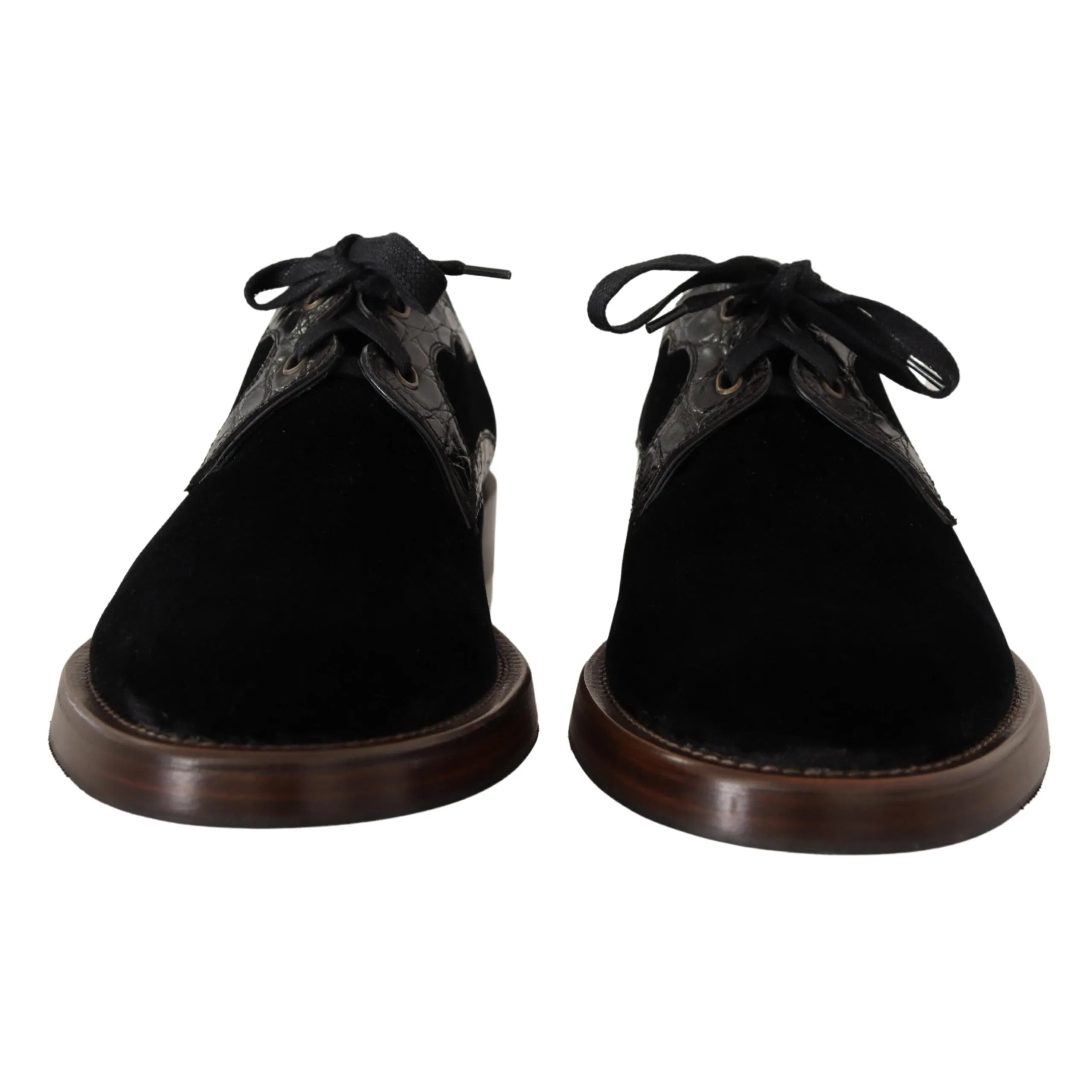 Dolce & Gabbana Elegant Black Velvet & Exotic Leather Dress Shoes