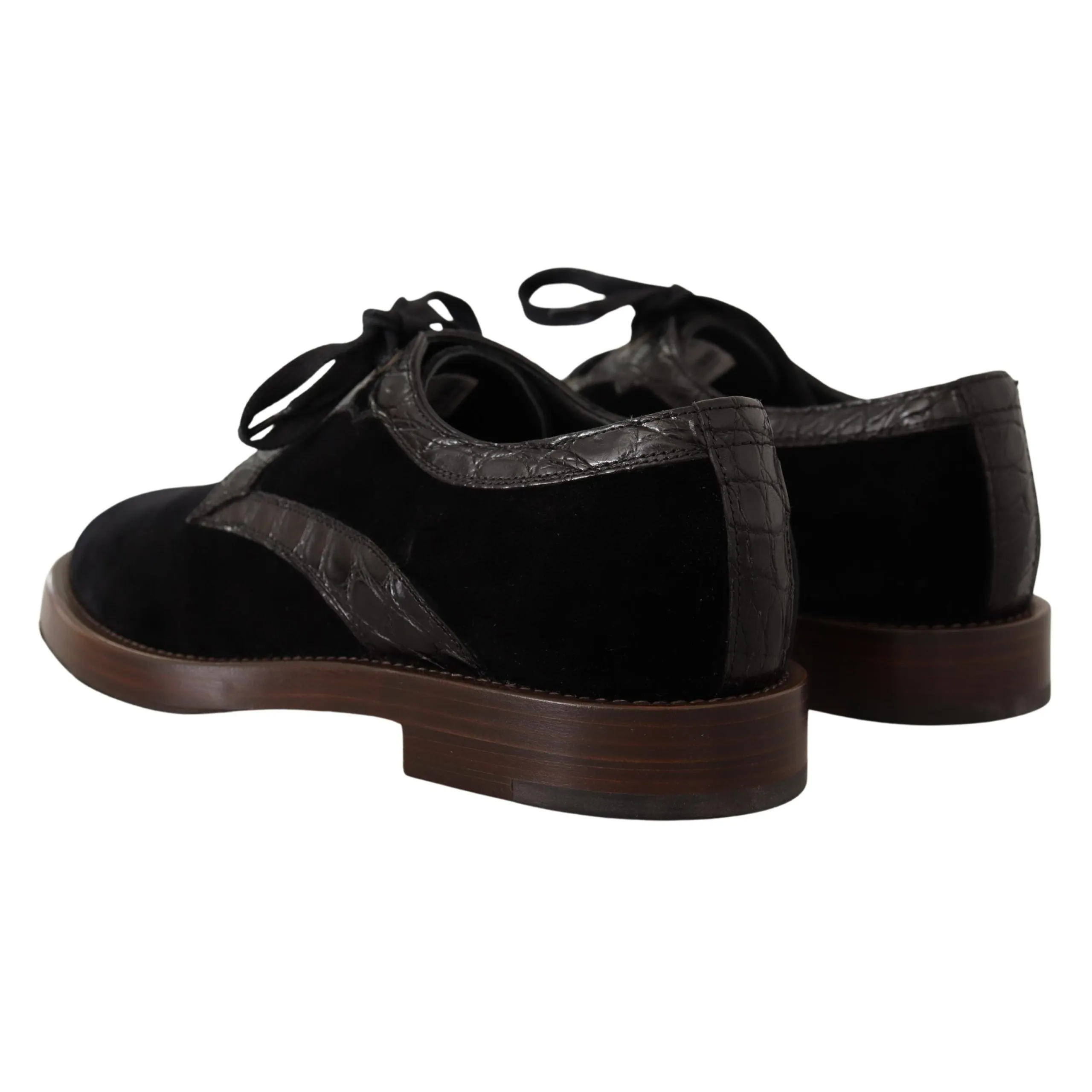 Dolce & Gabbana Elegant Black Velvet & Exotic Leather Dress Shoes