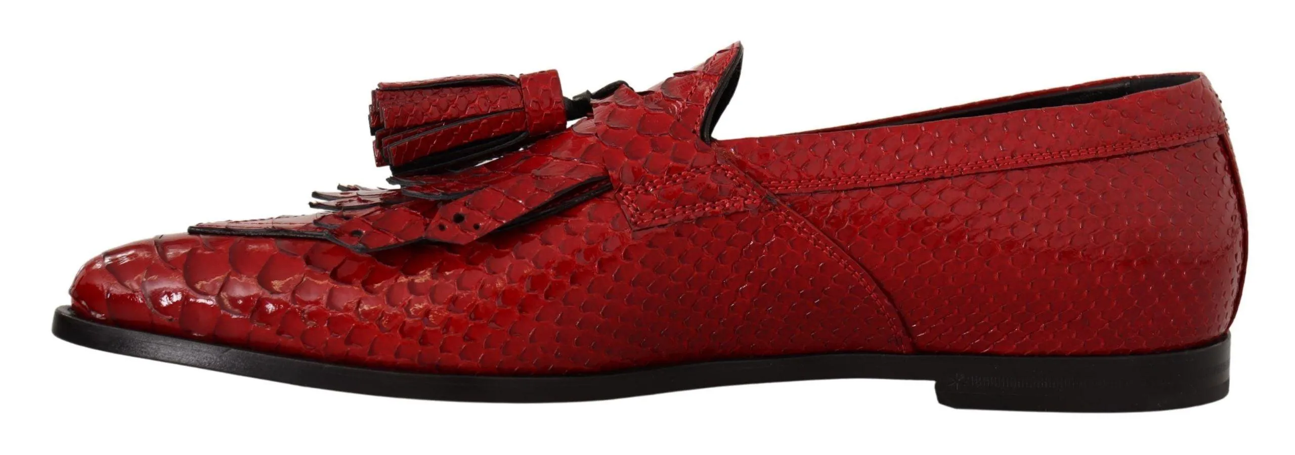 Dolce & Gabbana Red Exotic Leather Dress Tassel Shoes