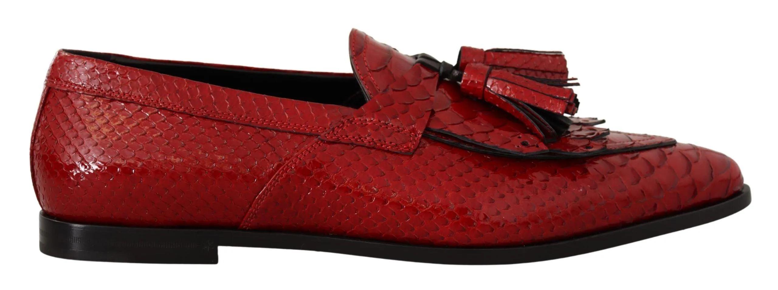 Dolce & Gabbana Red Exotic Leather Dress Tassel Shoes