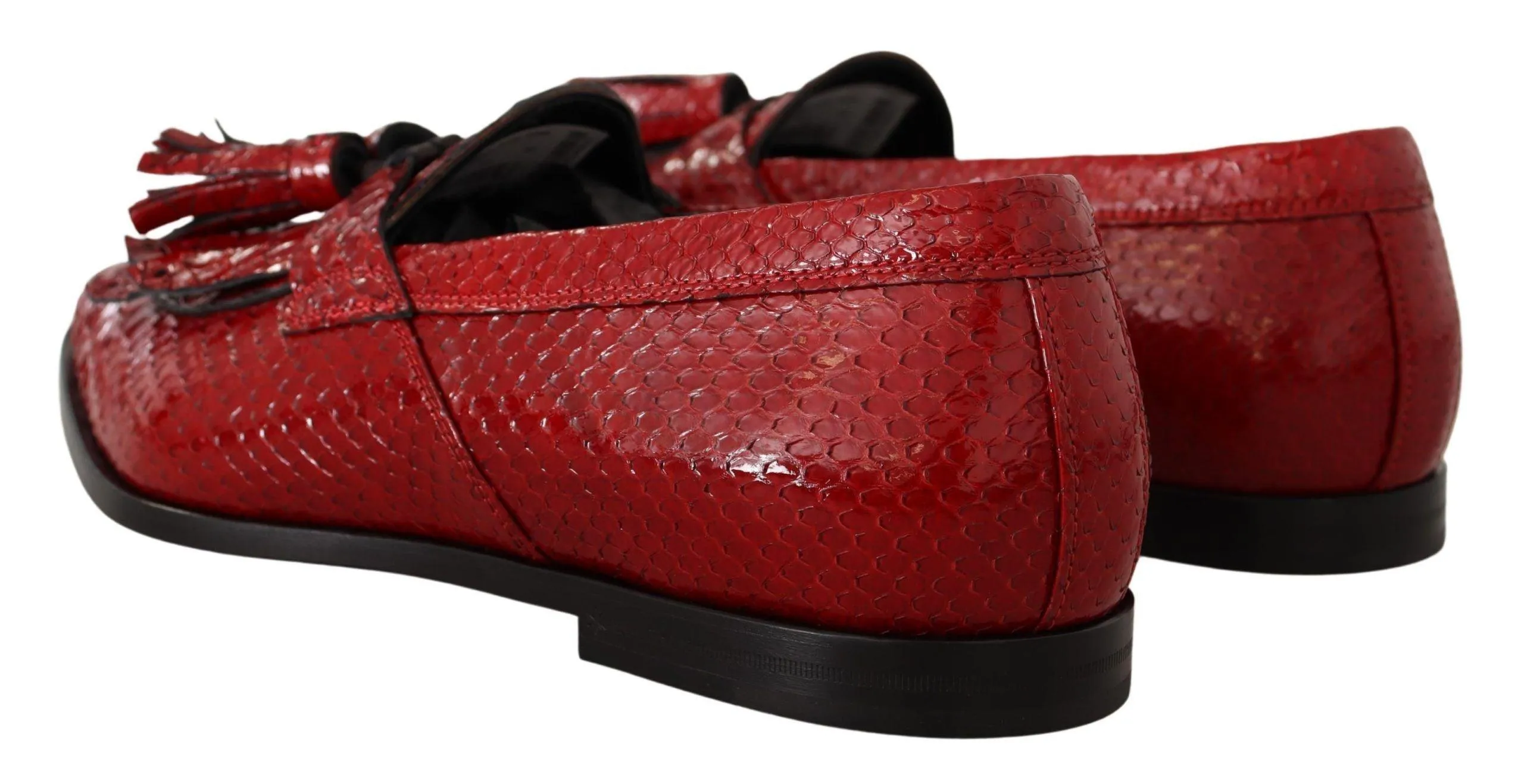 Dolce & Gabbana Red Exotic Leather Dress Tassel Shoes