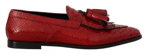 Dolce & Gabbana Red Exotic Leather Dress Tassel Shoes