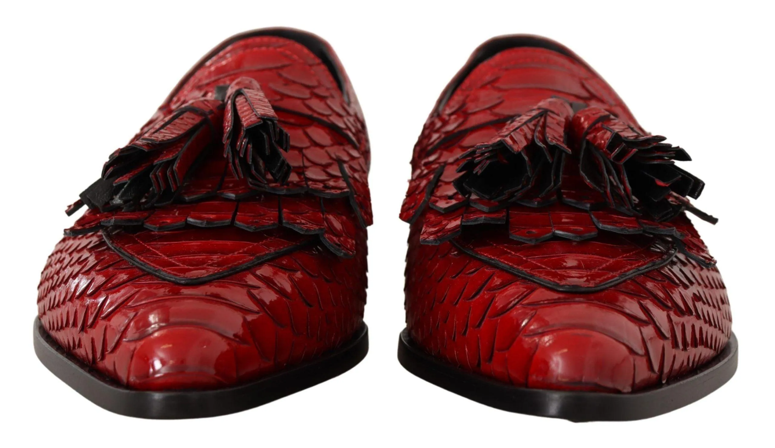 Dolce & Gabbana Red Exotic Leather Dress Tassel Shoes