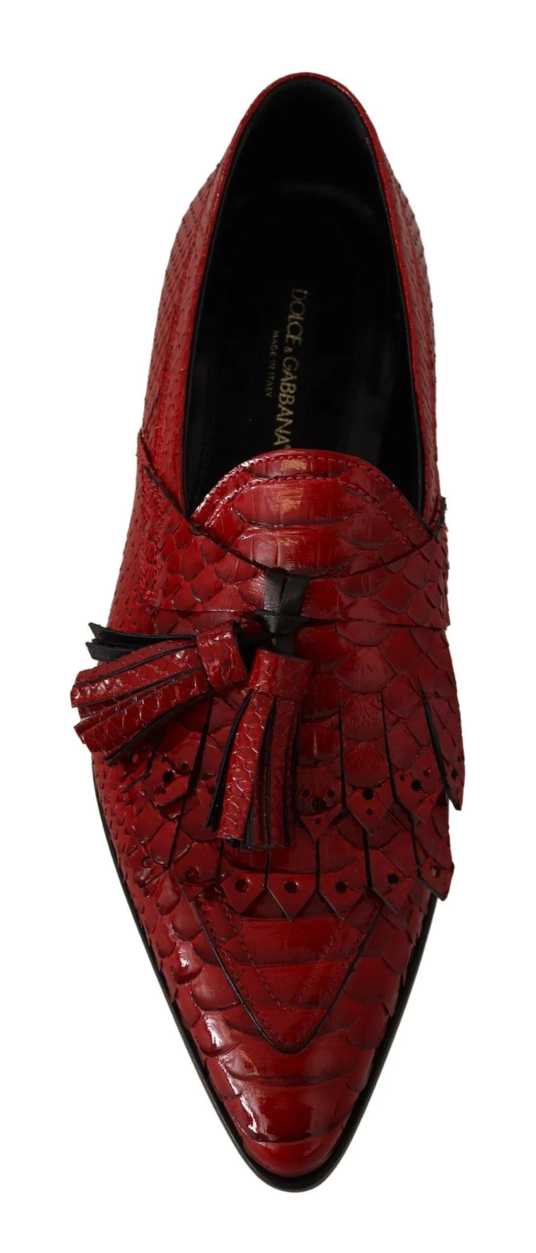 Dolce & Gabbana Red Exotic Leather Dress Tassel Shoes