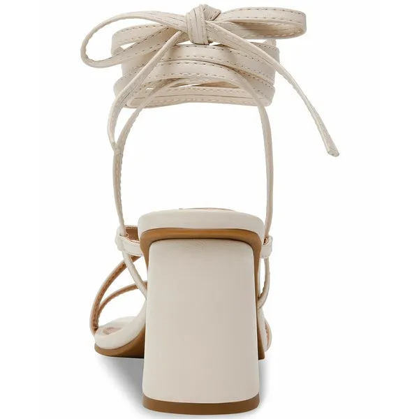 DOLCE VITA CROSS STRAP BLOCK HEEL SANDAL IN BEIGE