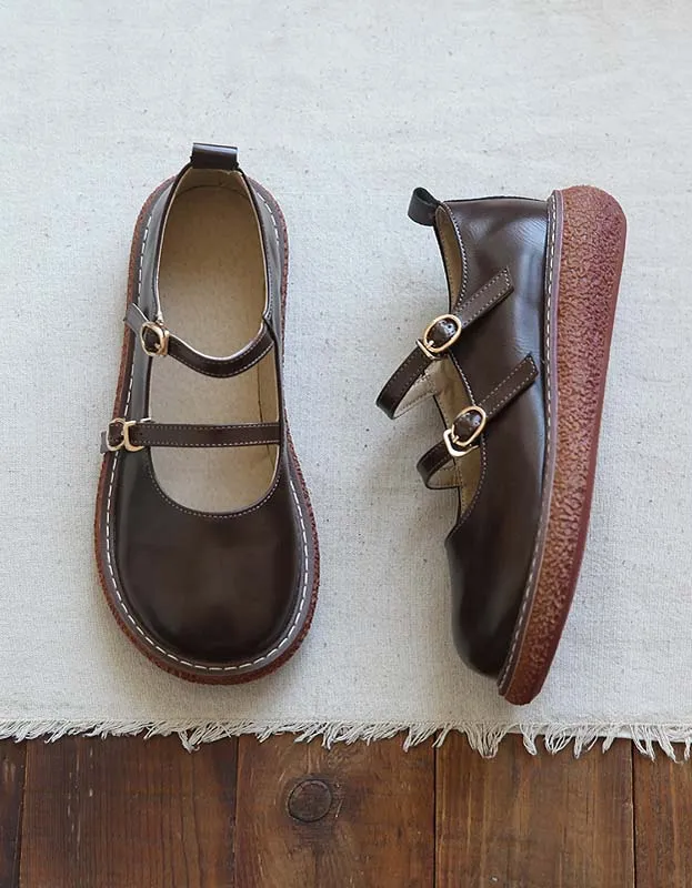 Double Buckle Front Mary Jane Shoes