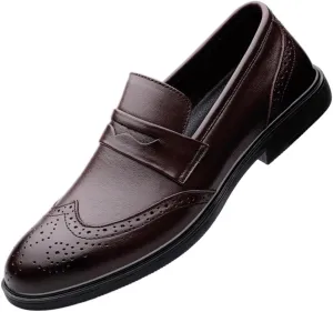 Dress Formal Shoes for Mens Faux Leather Working Slip-on Round Toe Wedding Non Slip Shoe