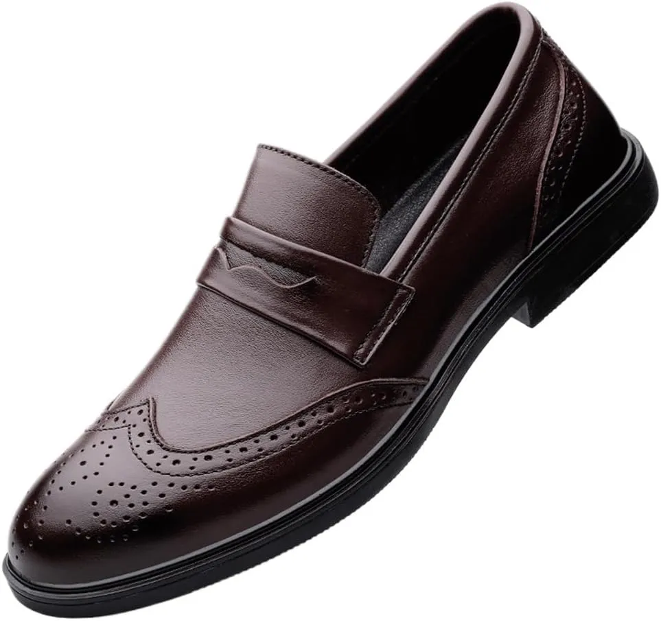 Dress Formal Shoes for Mens Faux Leather Working Slip-on Round Toe Wedding Non Slip Shoe