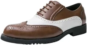 Dress Formal Shoes for Mens Lace Up Prom Wingtip Vegan Leather Heel Non Slip Anti-Slip Low Top Rubber Sole Outdoor