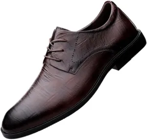 Dress Formal Shoes for Men's Vintage Lace Up Evening Cap Toe Design Spanish Leather Non Slip Rubber Sole Low Top Shoe for Casual Wedding Party Prom