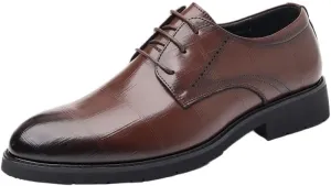 Dress Oxford Formal Shoes for Mens Classic Lace Up Prom Pointed Toe Spanish Leather Prom Wedding Anti-Slip Non Slip Rubber Sole Block Heel Casual Shoe