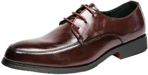 Dress Oxford Formal Shoes for Men's Classic Lace Up Working Round Toe Luxury Leather Business Heel Non Slip Anti-Slip Low Top Rubber Sole Classic