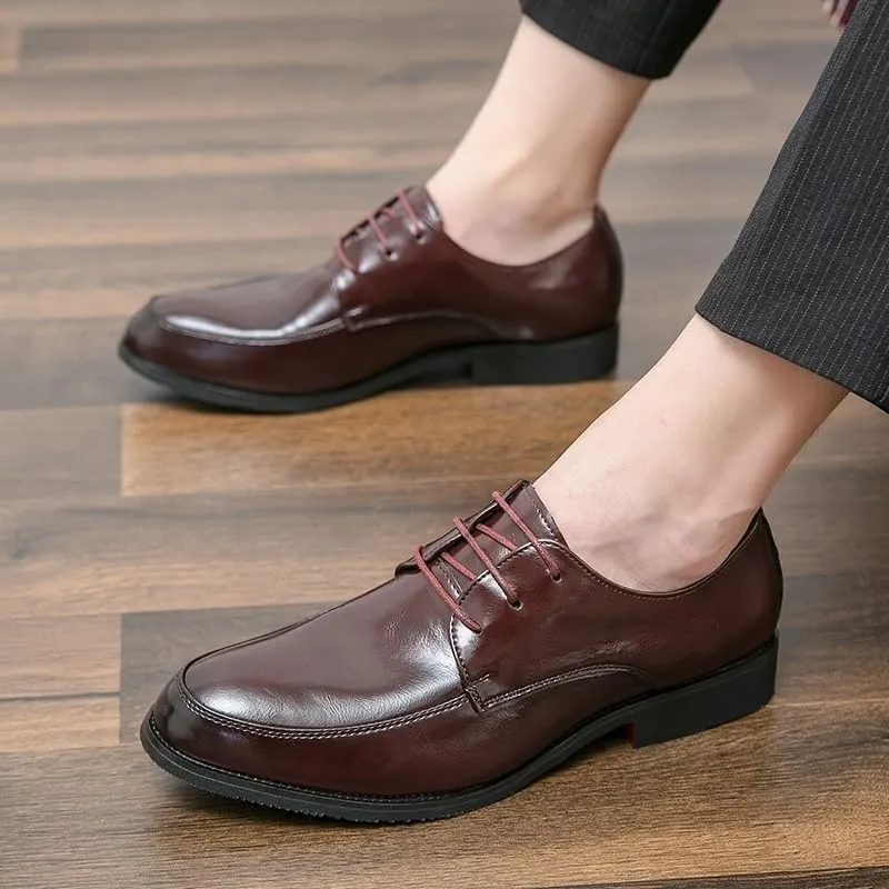 Dress Oxford Formal Shoes for Men's Classic Lace Up Working Round Toe Luxury Leather Business Heel Non Slip Anti-Slip Low Top Rubber Sole Classic