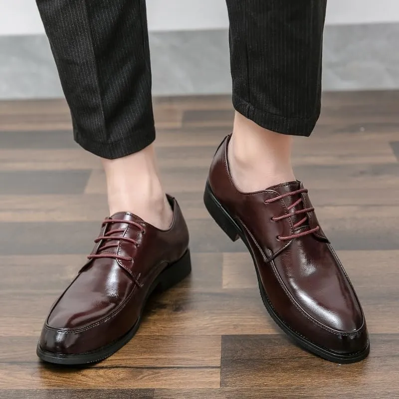 Dress Oxford Formal Shoes for Men's Classic Lace Up Working Round Toe Luxury Leather Business Heel Non Slip Anti-Slip Low Top Rubber Sole Classic