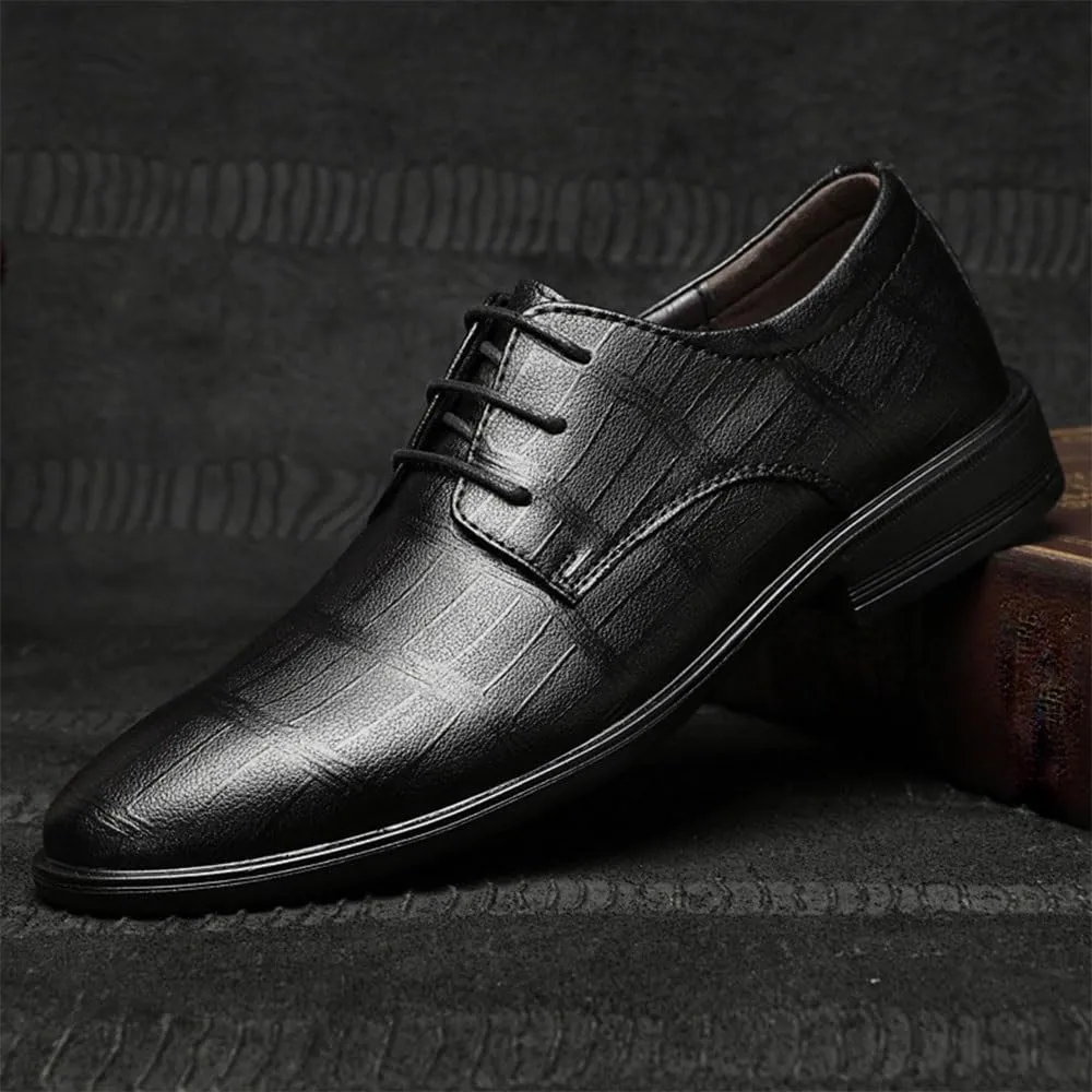 Dress Oxford Formal Shoes for Men's Lace Up Uniform Brogue Synthetic Leather Non Slip Rubber Sole Slip Resistant Anti-Slip Prom