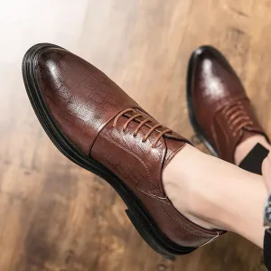 Dress Oxford Formal Shoes for Men's Vintage Lace Up Comfort Orthopedic Pointed Toe Vegan Leather Anti-Slip Non Slip Resistant Wedding