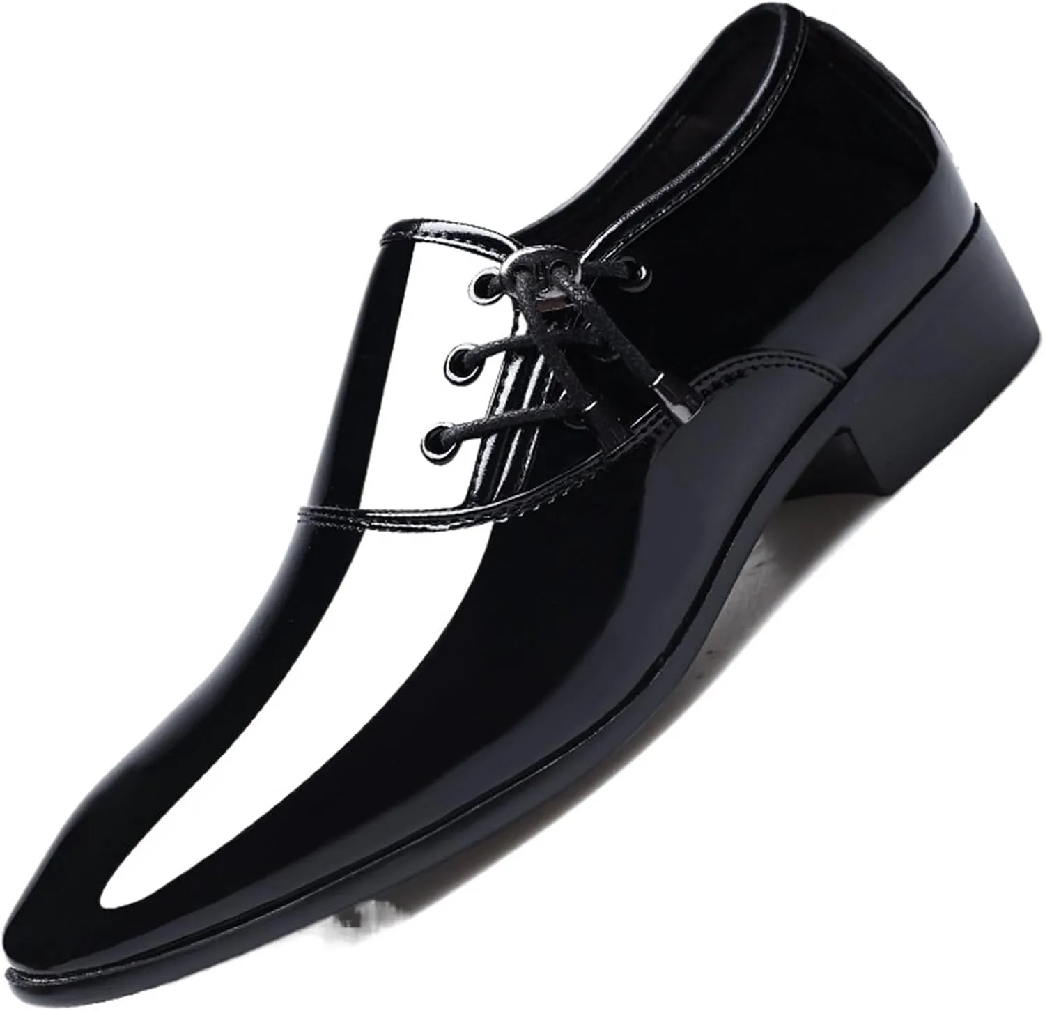 Dress Shoes for Men Men's Oxford Faux Patent Leather Formal Shoes Classic Pointed Toe Business Footwear in Black Brown