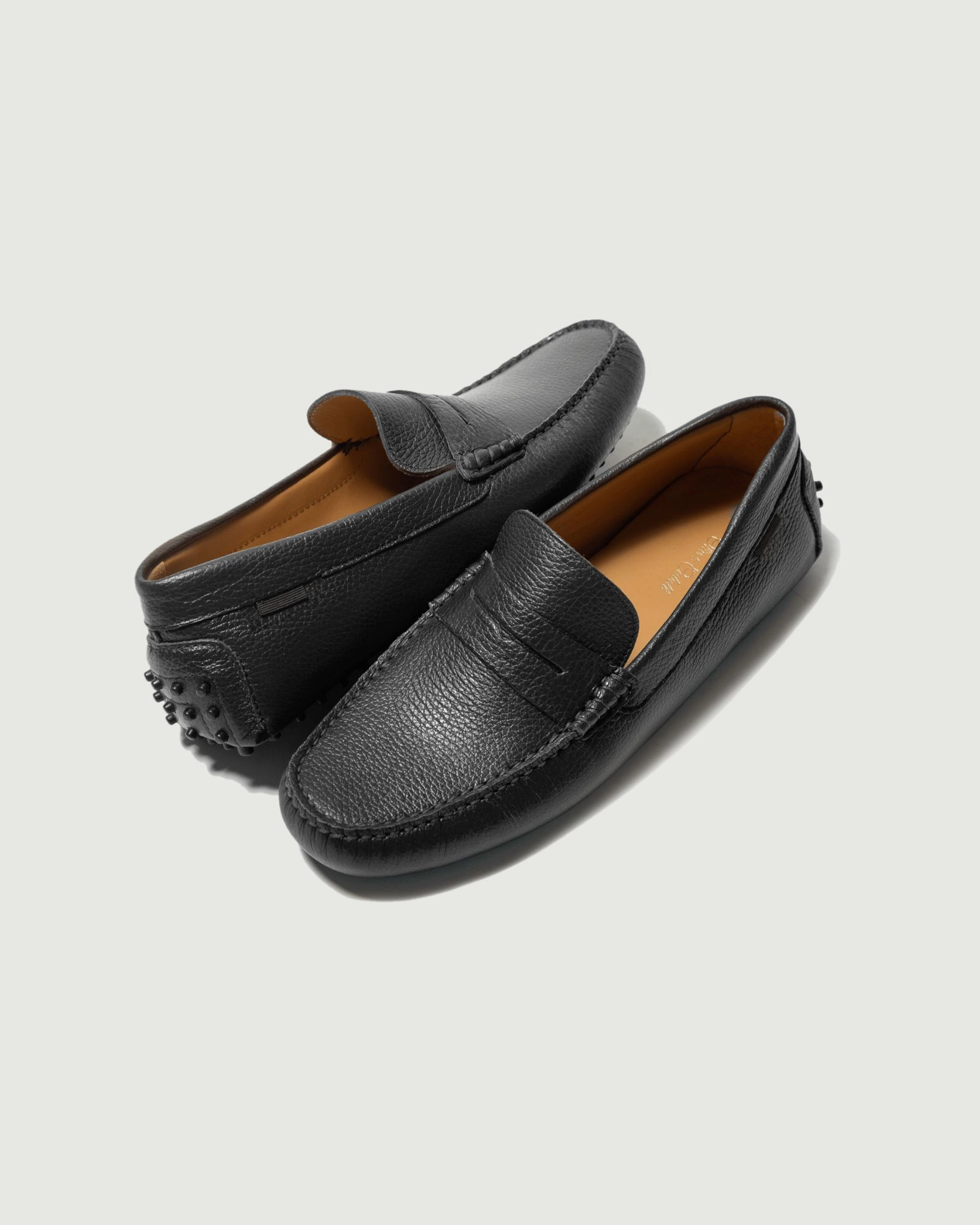 Driver | Black Pebbled Ventilated Design Chunky Heel
