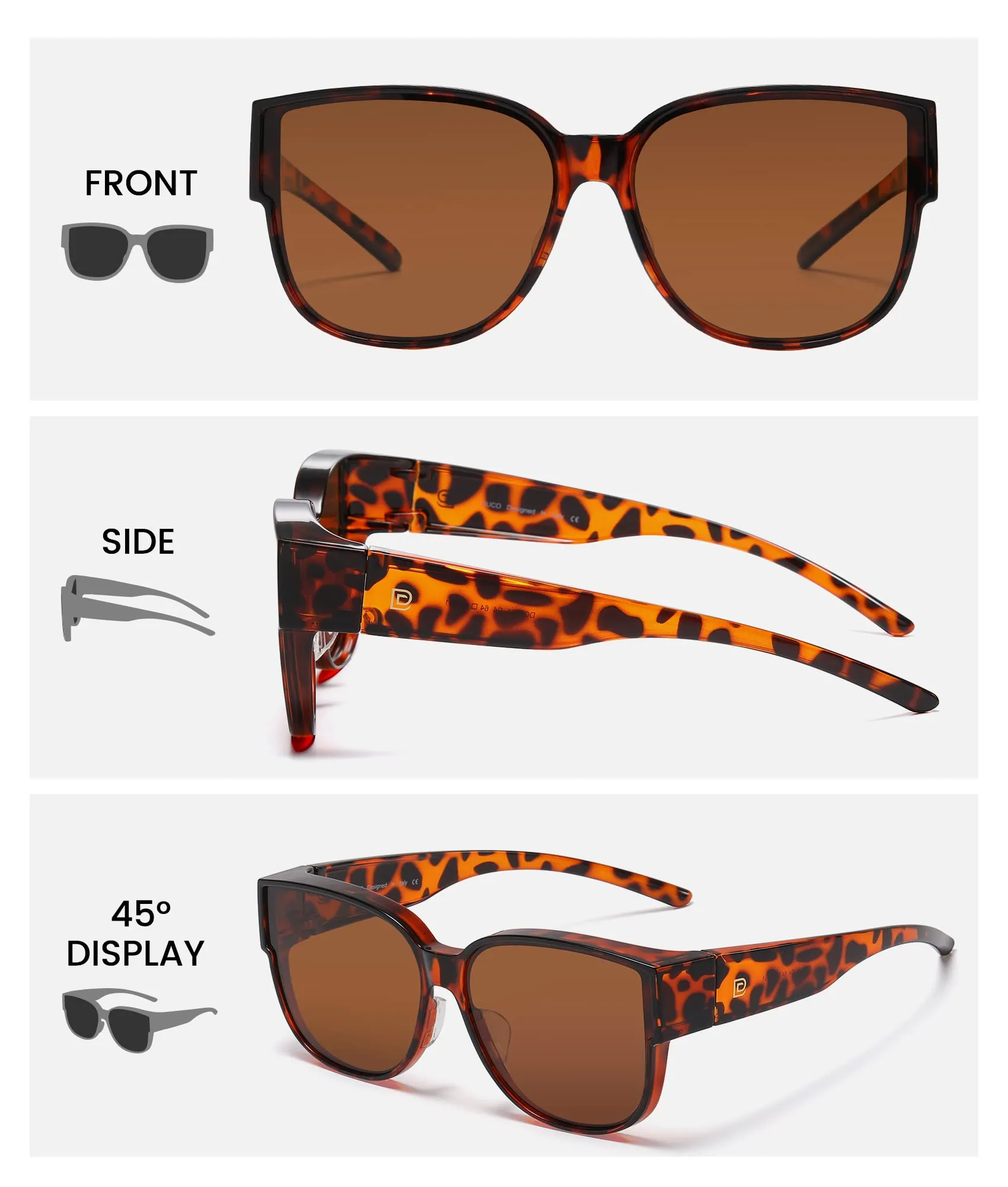 DUCO Fit Over Sunglasses Retro Round Wraparound Shades DC8961