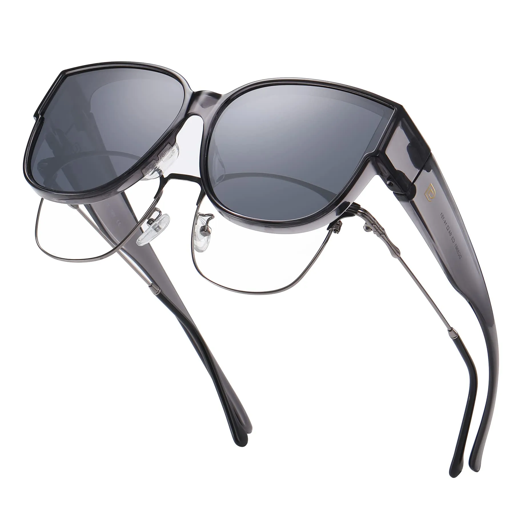 DUCO Fit Over Sunglasses Retro Round Wraparound Shades DC8961