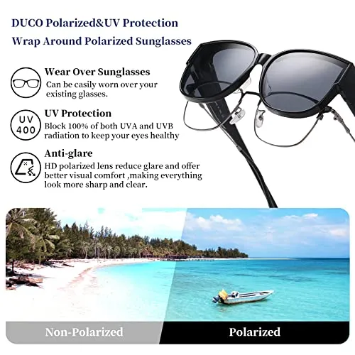 DUCO Fit Over Sunglasses Retro Round Wraparound Shades DC8961