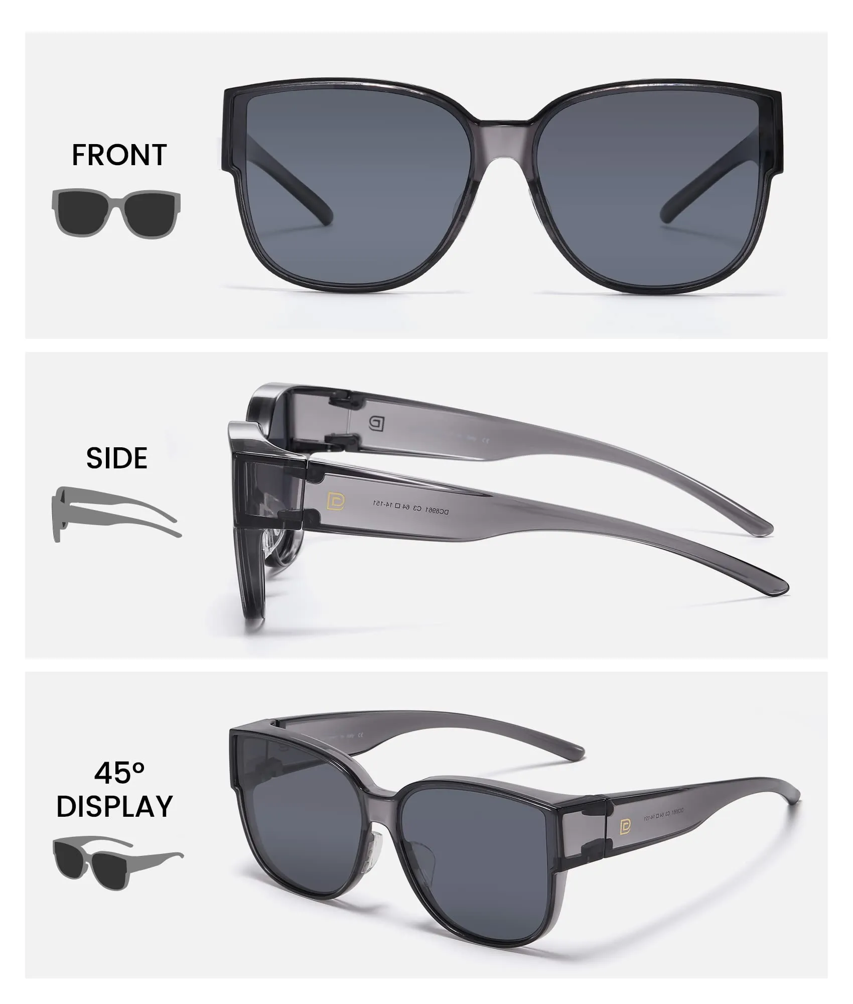 DUCO Fit Over Sunglasses Retro Round Wraparound Shades DC8961