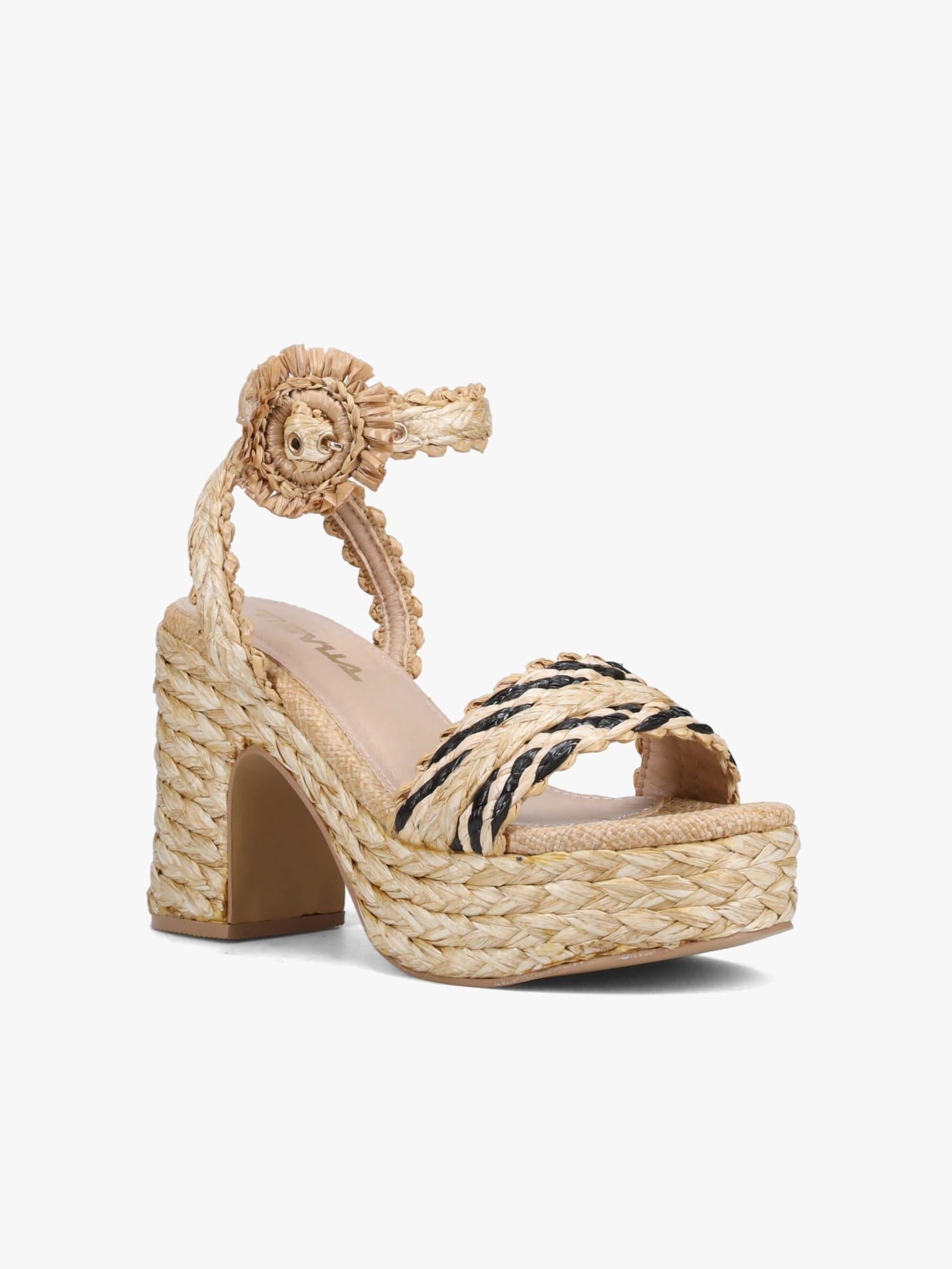 Kaira Beige Black raffia Mono Tone Comfortable Design