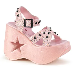 DYNAMITE-02 DemoniaCult Baby Pink Glitter Sexy Women's Sandals (Alternative Footwear)