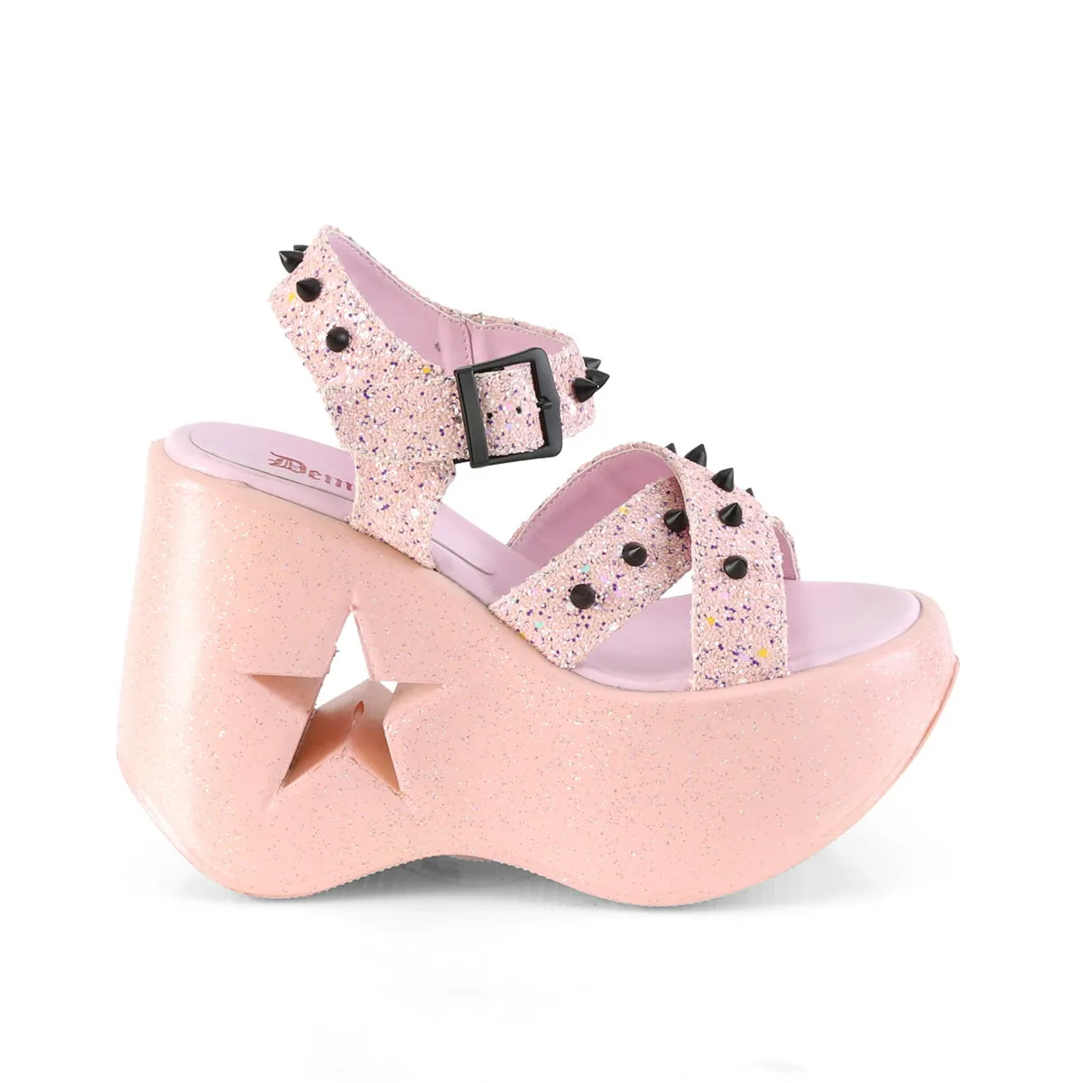 DYNAMITE-02 DemoniaCult Baby Pink Glitter Sexy Women's Sandals (Alternative Footwear)